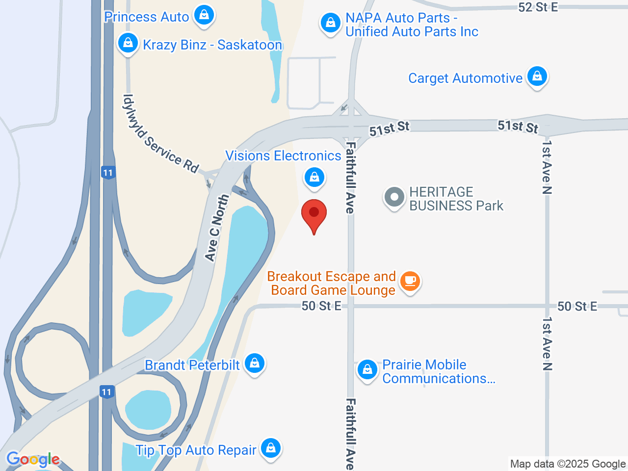 Street map for Cost Cannabis, 2723 Faithfull Ave #102, Saskatoon SK