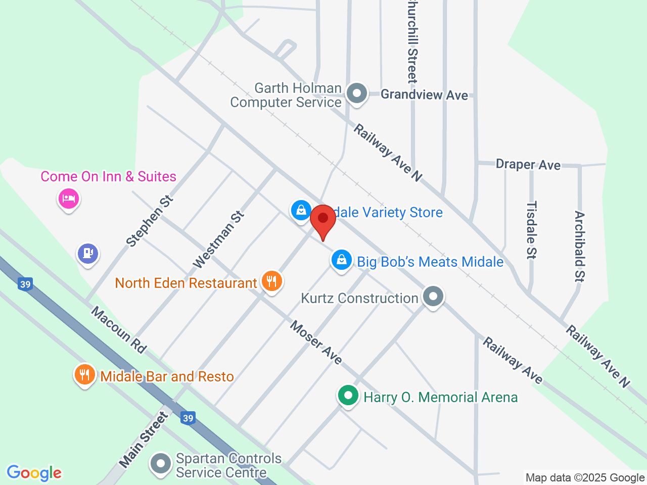 Street map for Galaxie Greens and Edibles, 230 Main St, Midale SK
