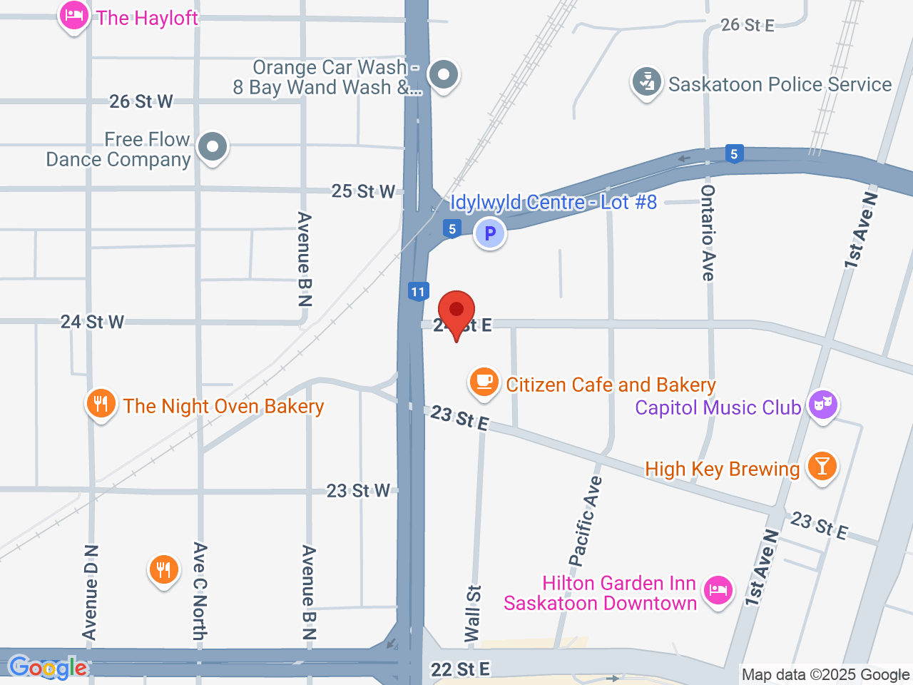 Street map for Modern Day Cannabis, 250 Idylwyld Dr N #4, Saskatoon SK