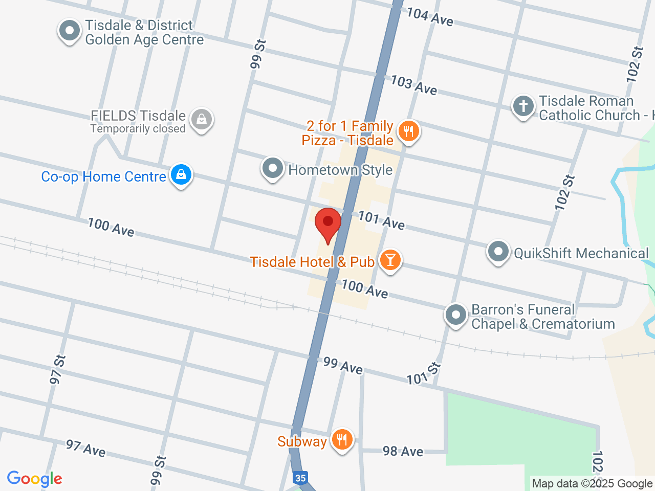 Street map for Tisdale Cannabis Store, 1009 100 St, Tisdale SK