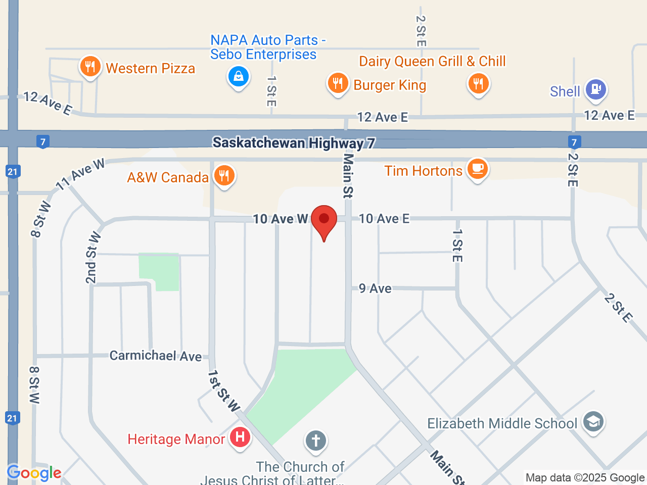 Street map for Wild West Weed Co, 1015 Main St, Kindersley SK