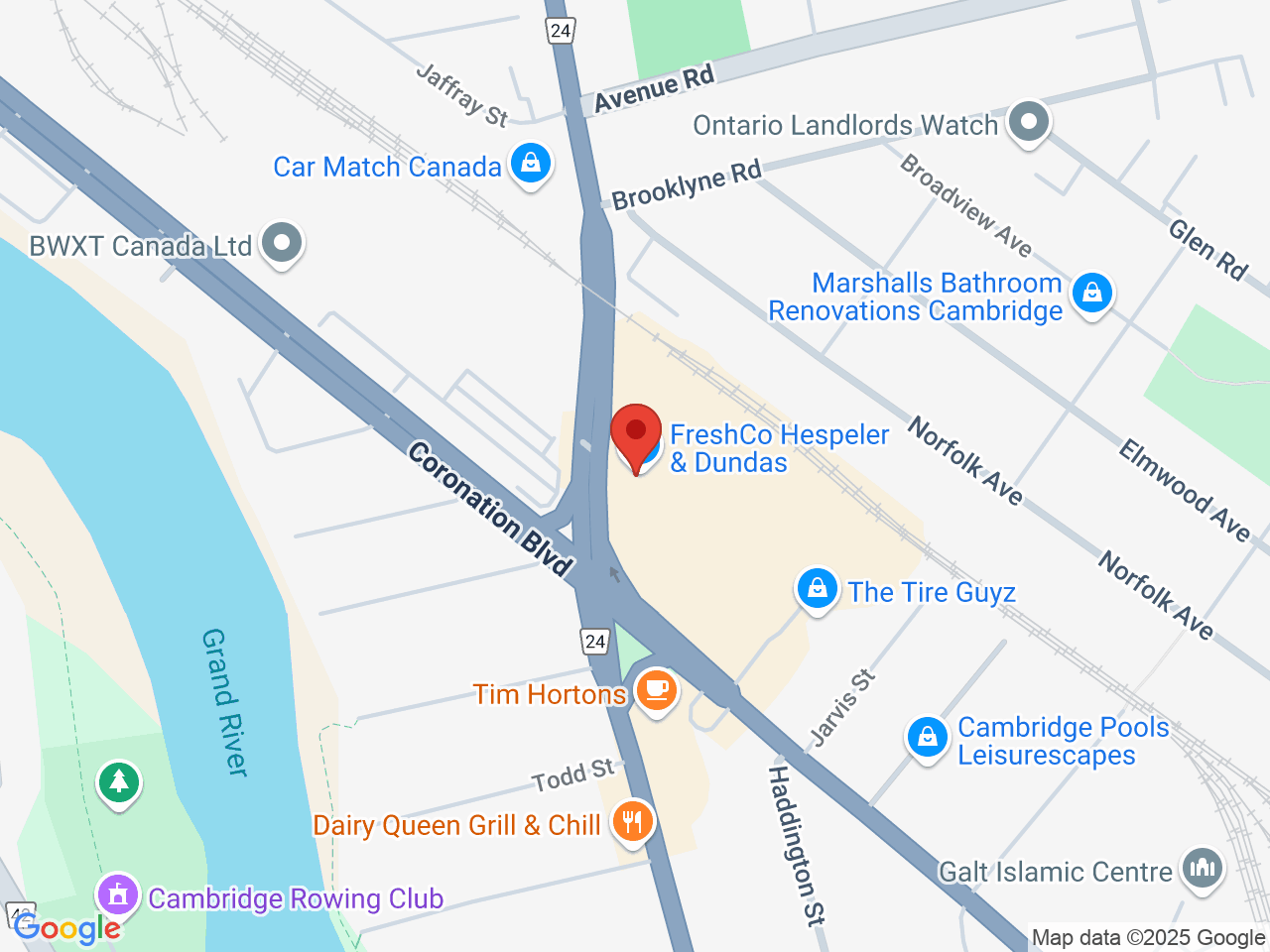 Street map for Canna Cabana, 1 Hespeler Rd Unit A01007B, Cambridge ON