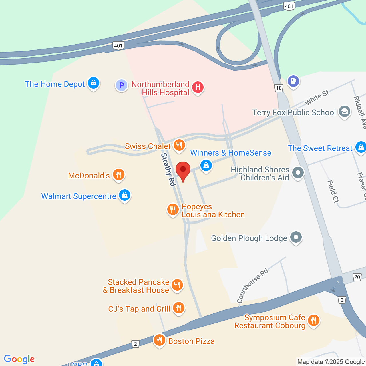 Street map for Sessions Cannabis, 66 Strathy Rd Unit G, Cobourg ON