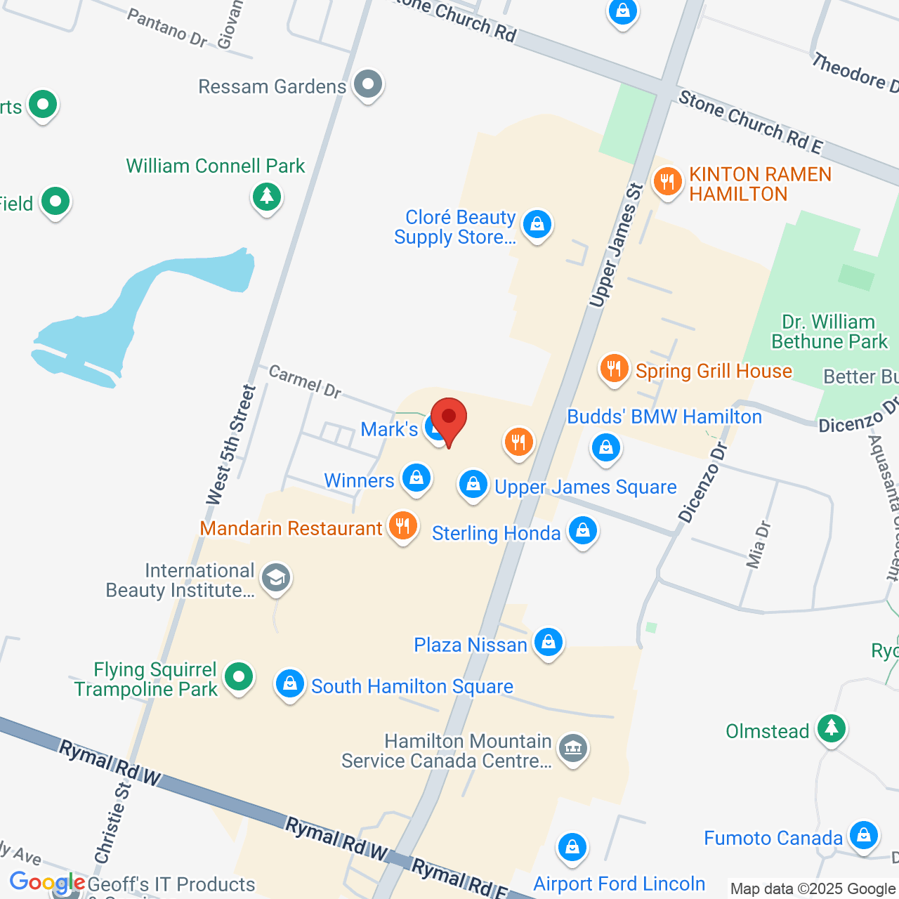 Street map for Canna Cabana, 1508 Upper James St unit 250, Hamilton ON