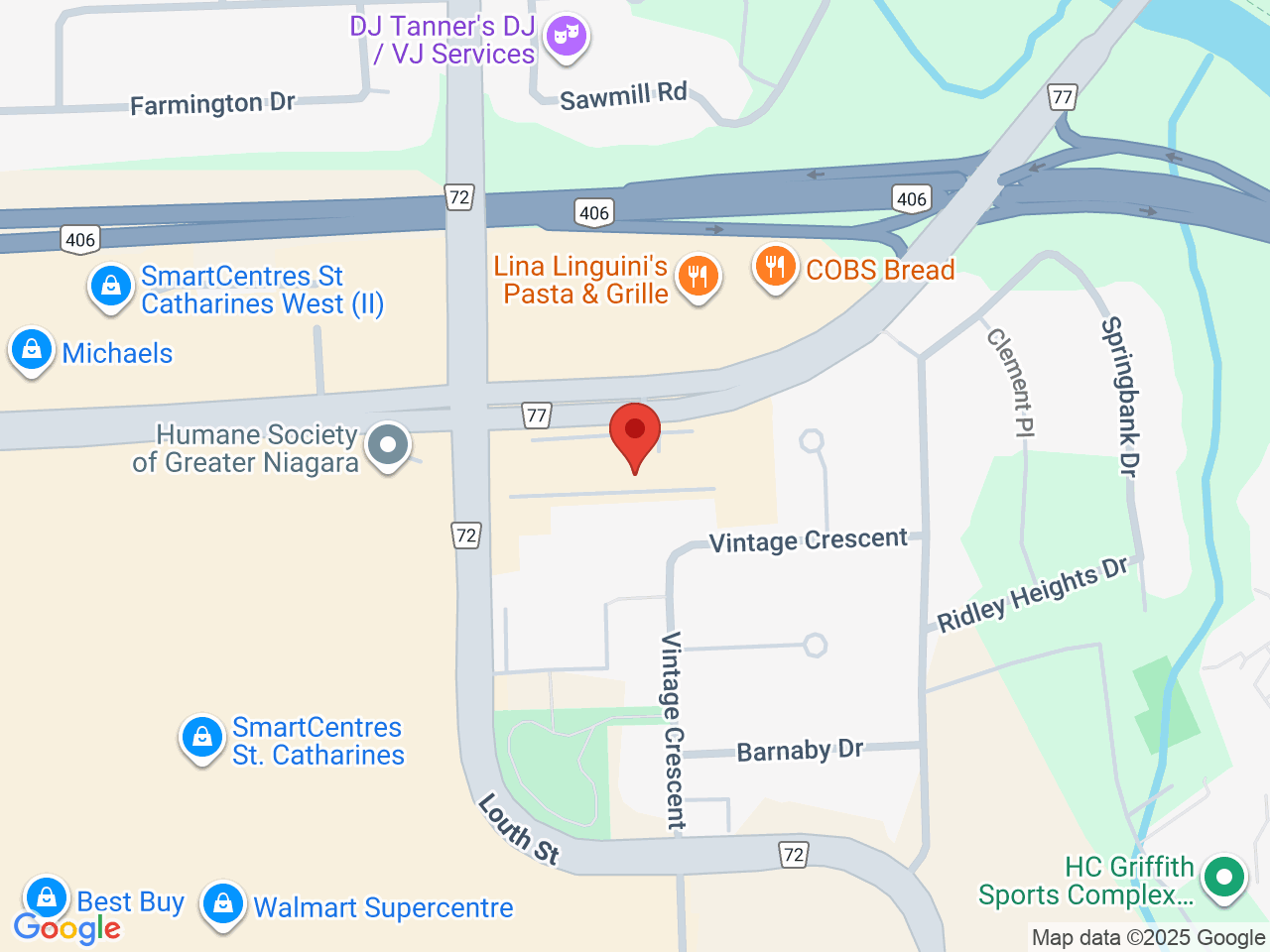 Street map for Discounted Cannabis, 100 Fourth Ave, St Catharines ON