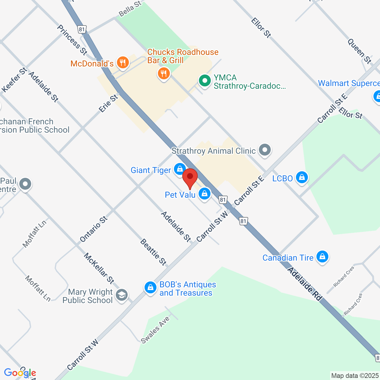 Street map for Highlife Cannabis, 360 Caradoc St S, Strathroy ON