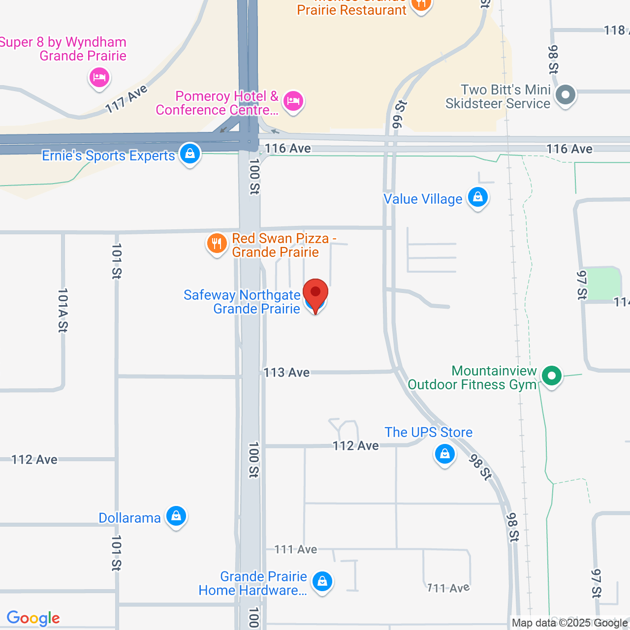 Street map for One Plant, 9925 114 Ave #105, Grande Prairie AB