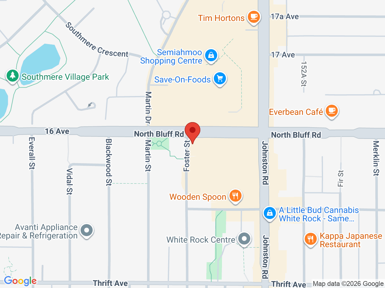 Street map for Imagine Cannabis, 1554 Foster St, White Rock BC