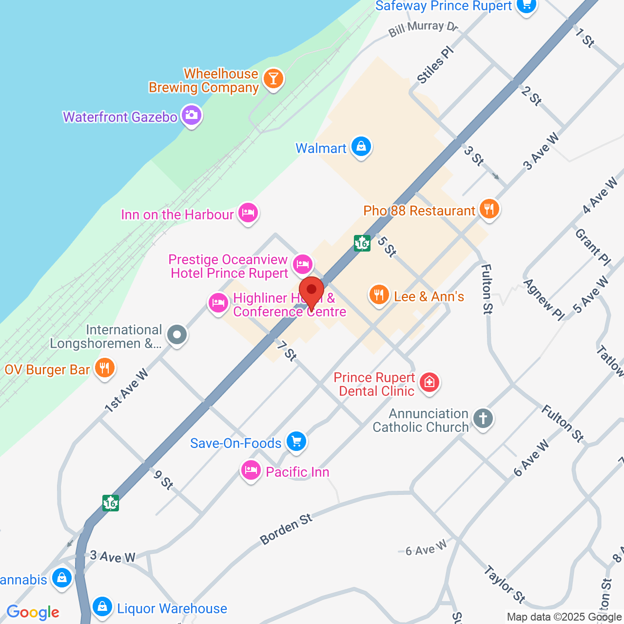 Street map for Prince Rupert Cannabis, 719 2 Ave W, Prince Rupert BC
