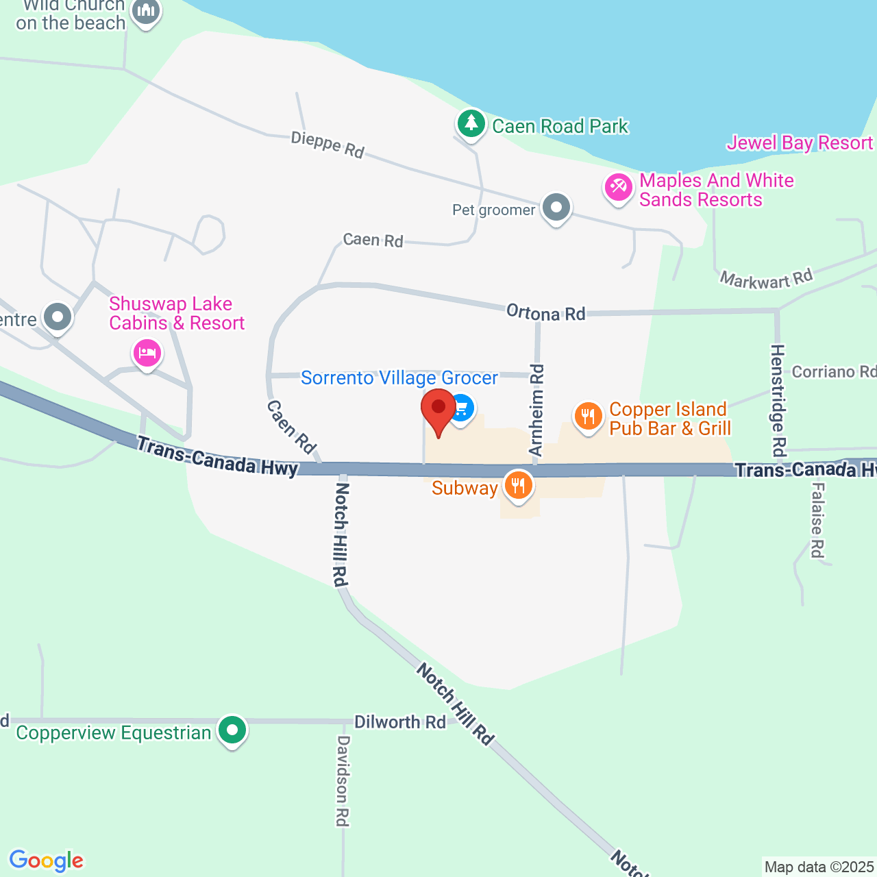 Street map for Copper Island Cannabis, 1245 Trans-Canada Hwy, Sorrento BC