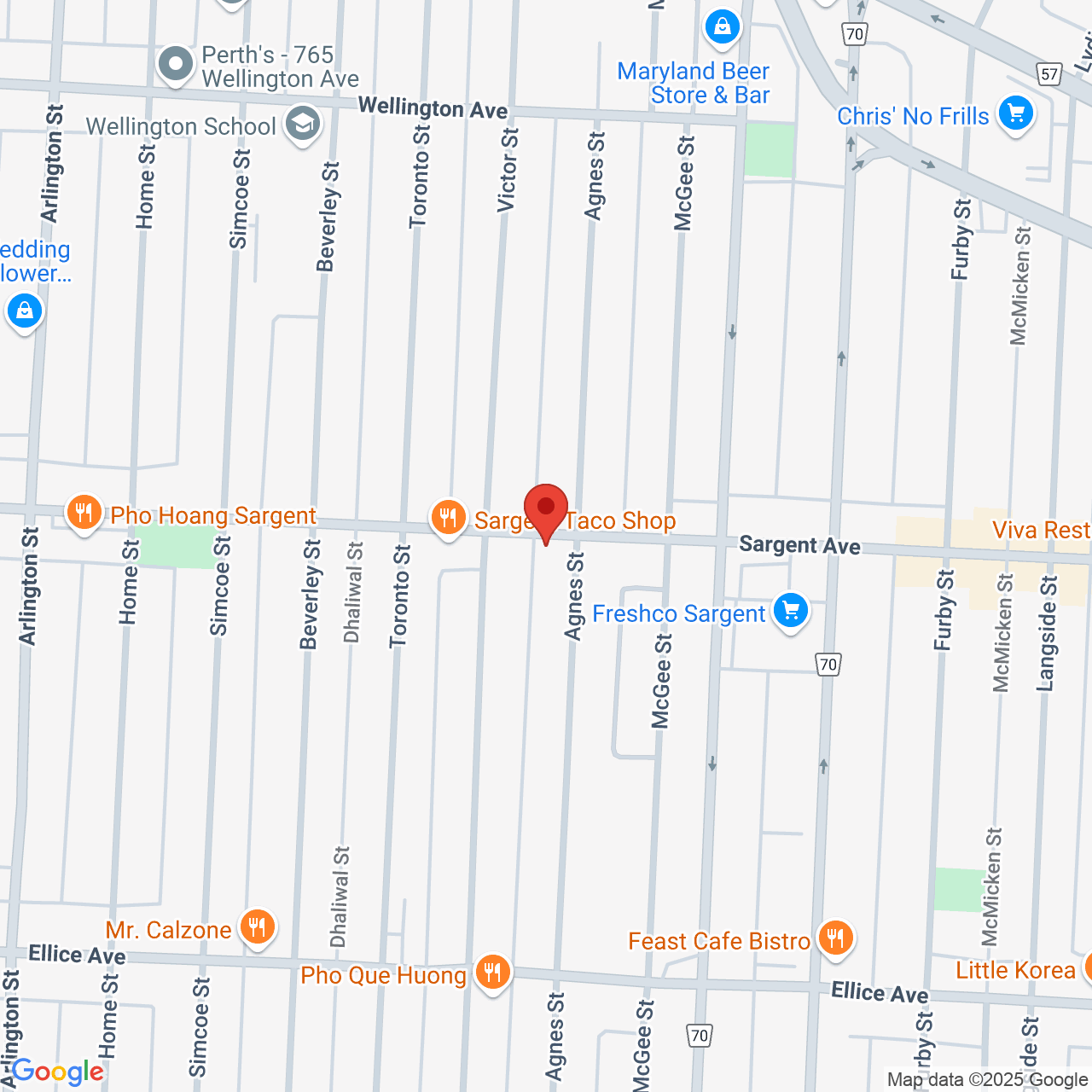 Street map for Budville Cannabis, 670 Sargent Ave, Winnipeg MB