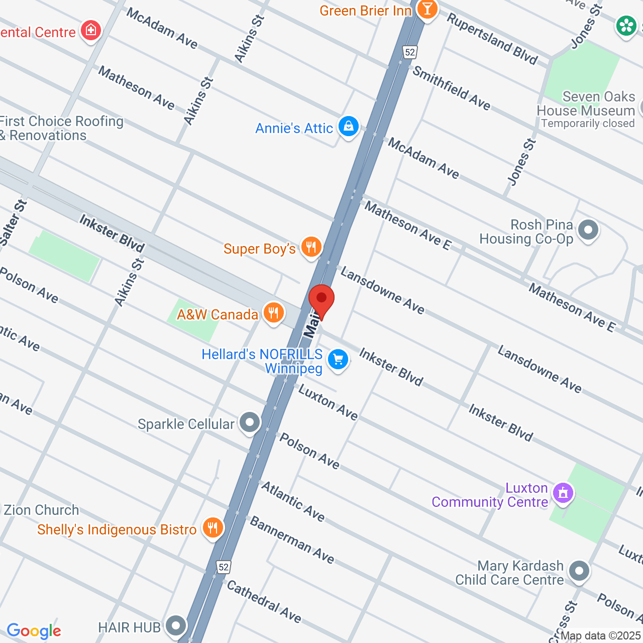 Street map for The Joint Cannabis, 1459 Main St, Winnipeg MB