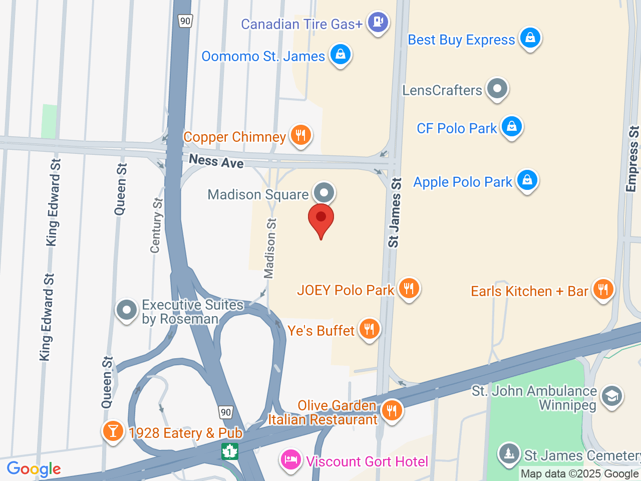 Street map for The Vault Cannabis, 1600 Ness Ave Unit 16, Winnipeg MB