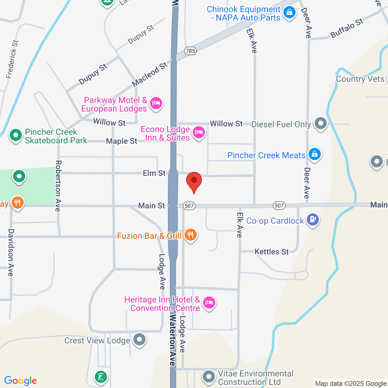 Street map for Cannabis by Nature, 1009 Waterton Ave, Pincher Creek AB