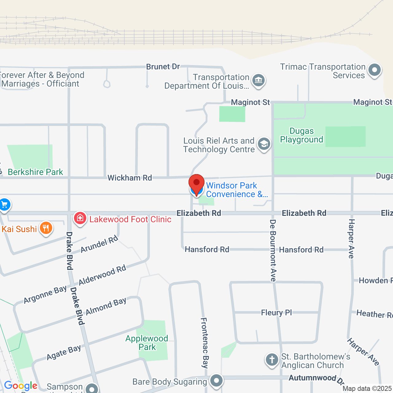 Street map for Windsor Park Convenience & Cannabis, 845 Elizabeth Rd, Winnipeg MB