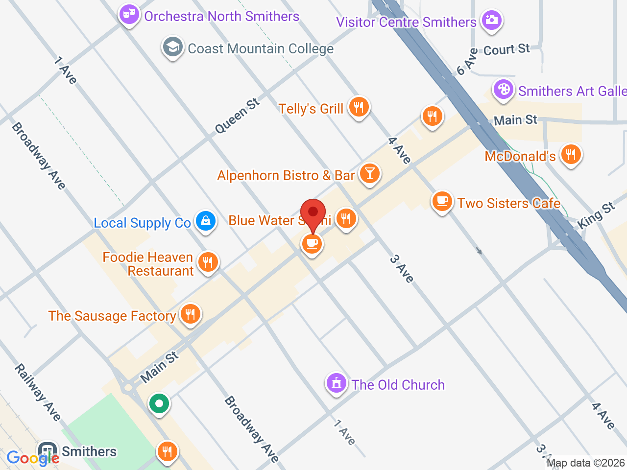 Street map for Pacificanna, 1215 Main St, Smithers BC