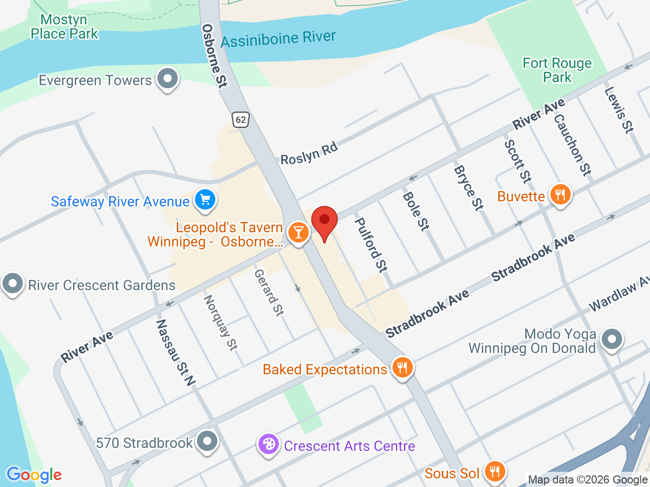 Street map for Osborne Vape Smoke and Bongs, 100 Osborne St unit 108, Winnipeg MB