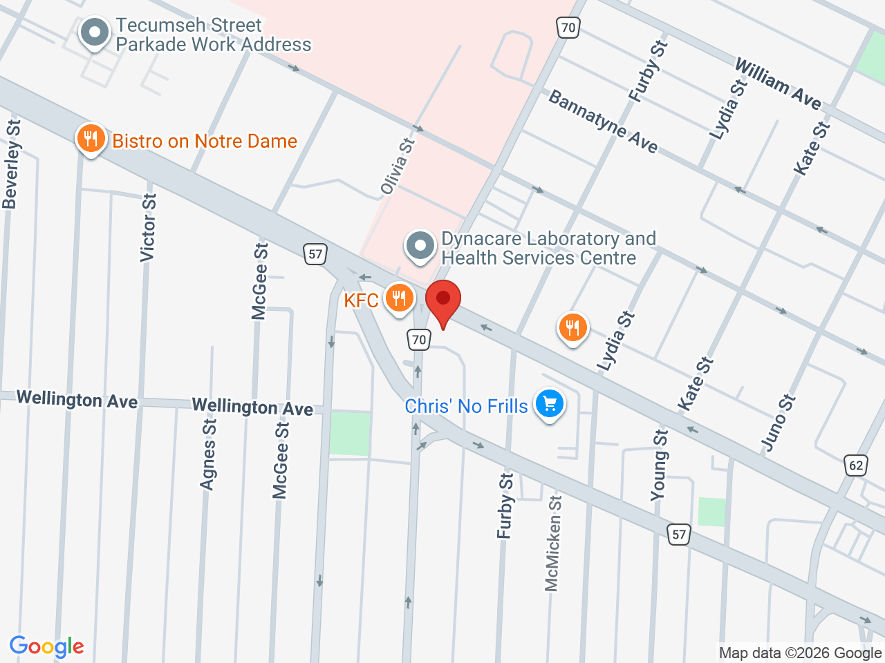 Street map for Twist and Roll Cannabis, 642 Notre Dame Ave, Winnipeg MB