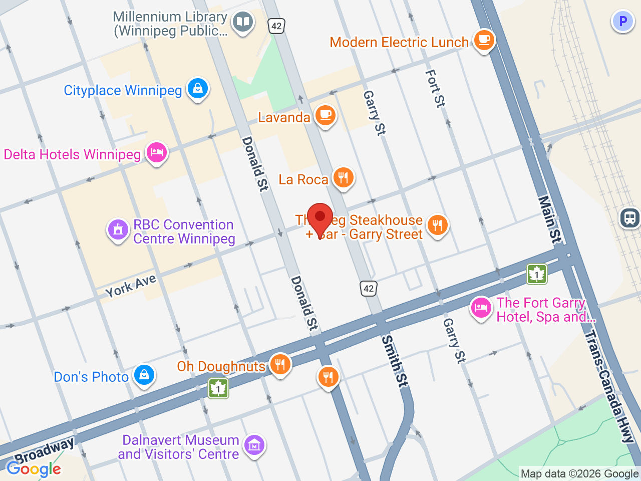 Street map for Track Cannabis, 134 Smith St, Winnipeg MB
