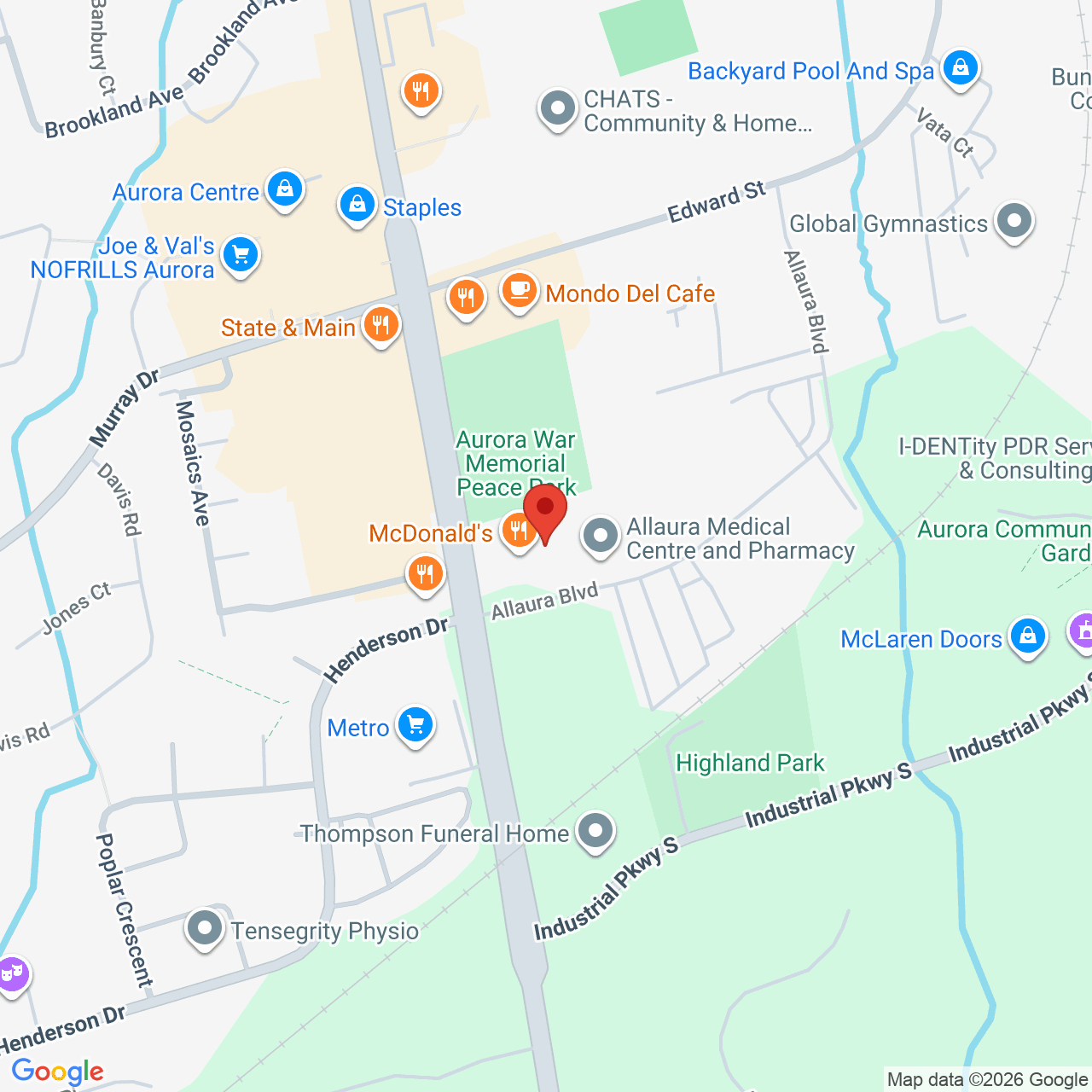 Street map for Maple Leaf Cannabis, 2 Allaura Blvd Unit 7, Aurora ON