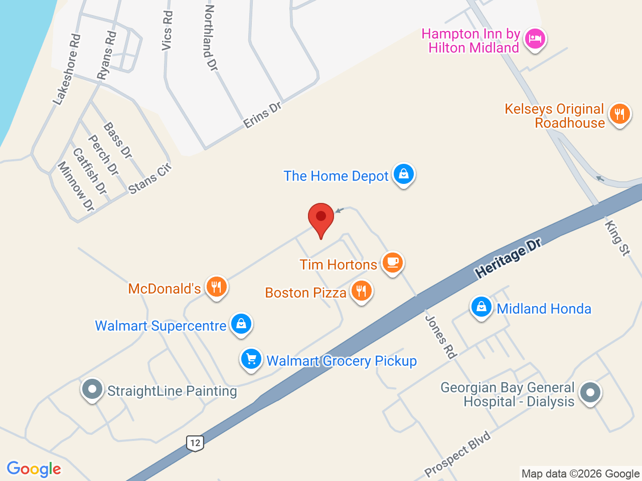 Street map for One Plant, 16825 ON-12 Unit 1009, Midland ON