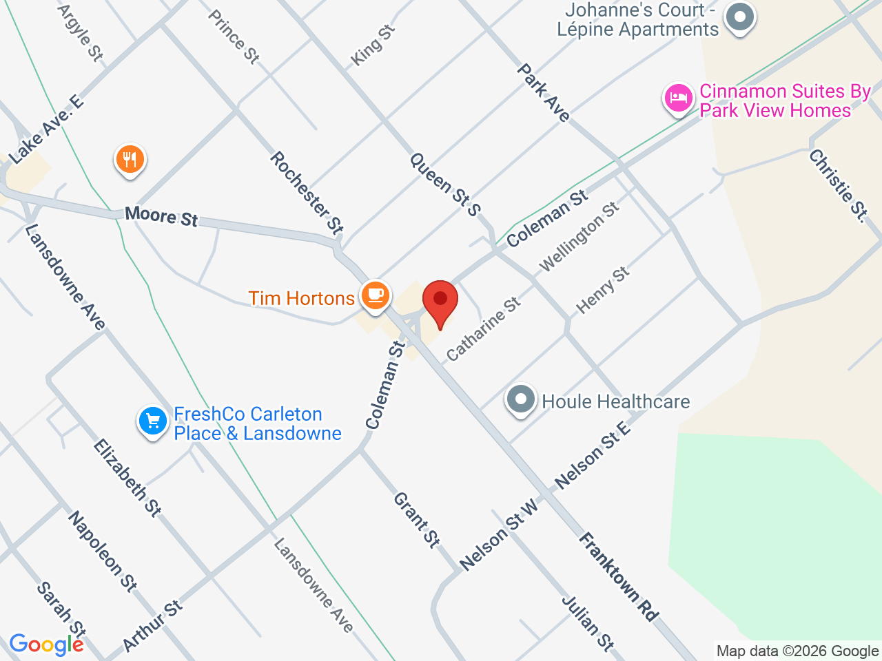 Street map for Paradise Cannabis, 165 Franktown Rd Unit 1, Carleton Place ON