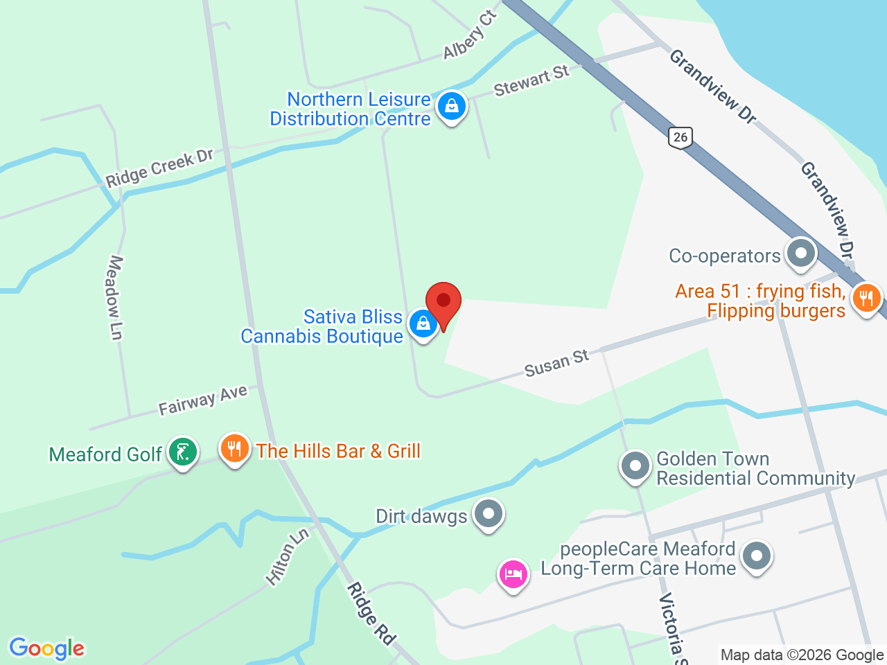 Street map for Sativa Bliss Cannabis Boutique, 35 Stewart St #4, Meaford ON