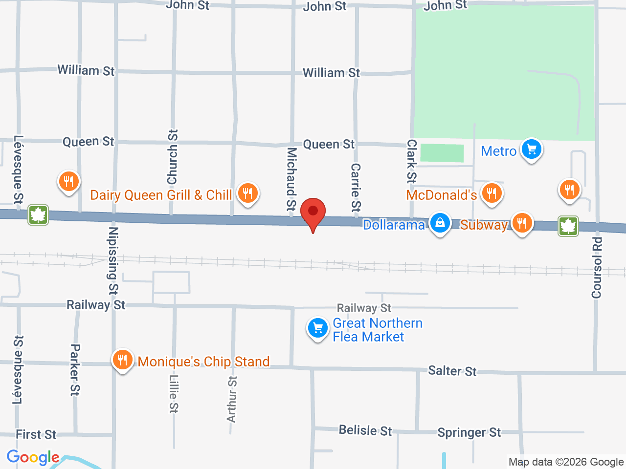 Street map for Shorty's Cannabis, 162 Front Street, #4, Sturgeon Falls ON