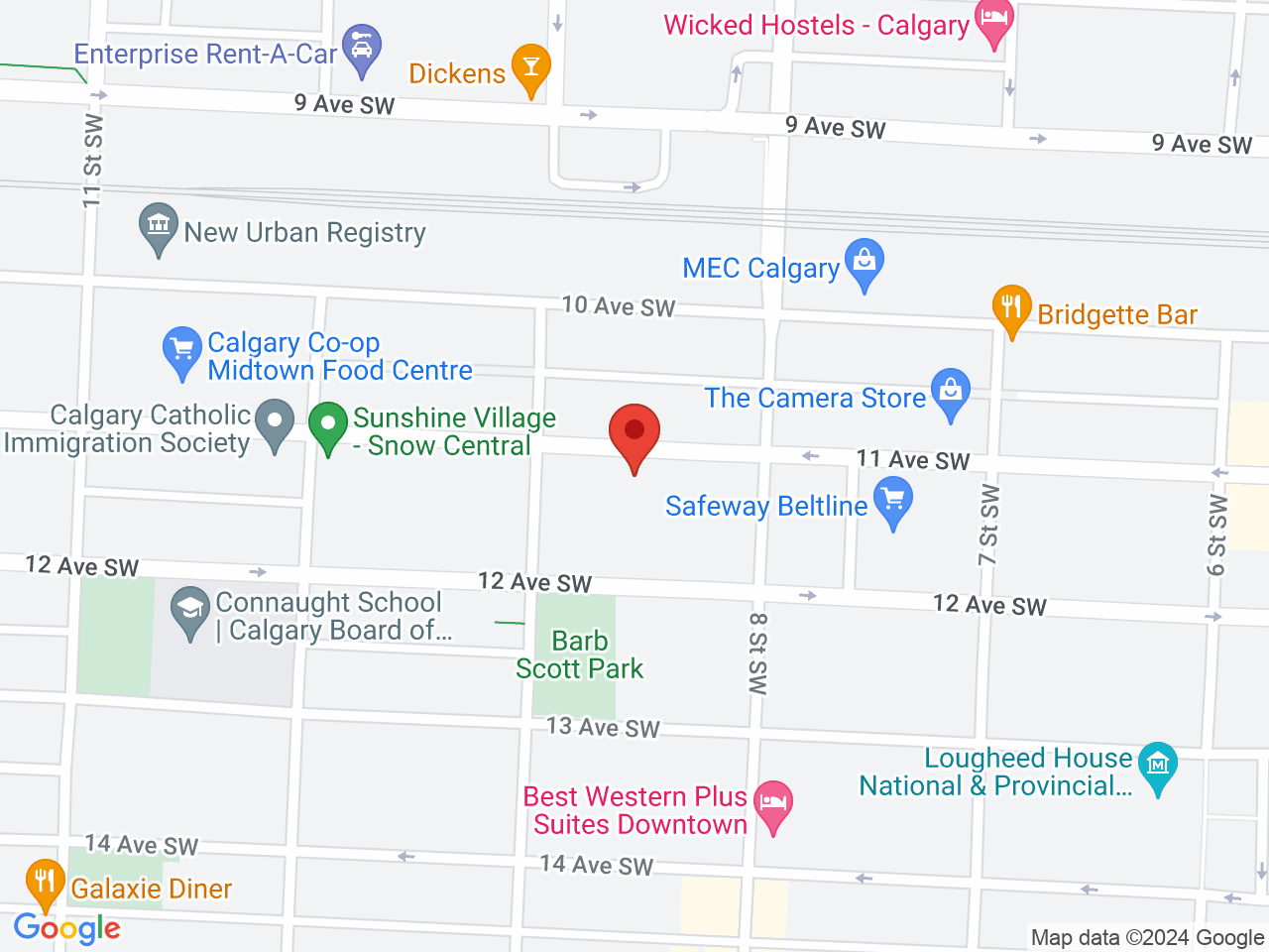 Street map for Sundial, 919 11 Ave SW #300, Calgary AB