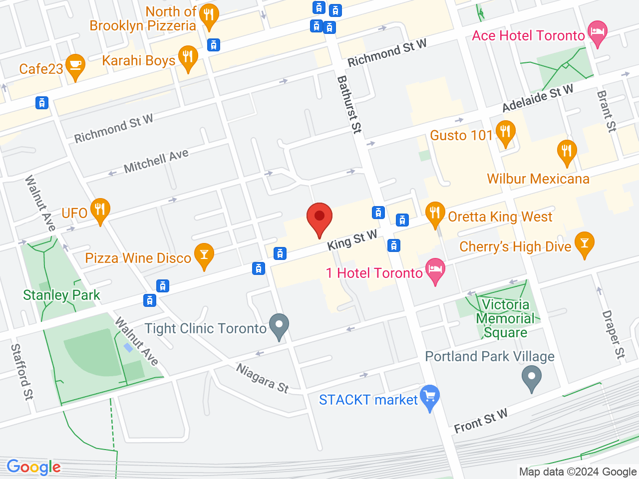 Street map for Spinach, 720 King Street West, Suite 300, Toronto ON