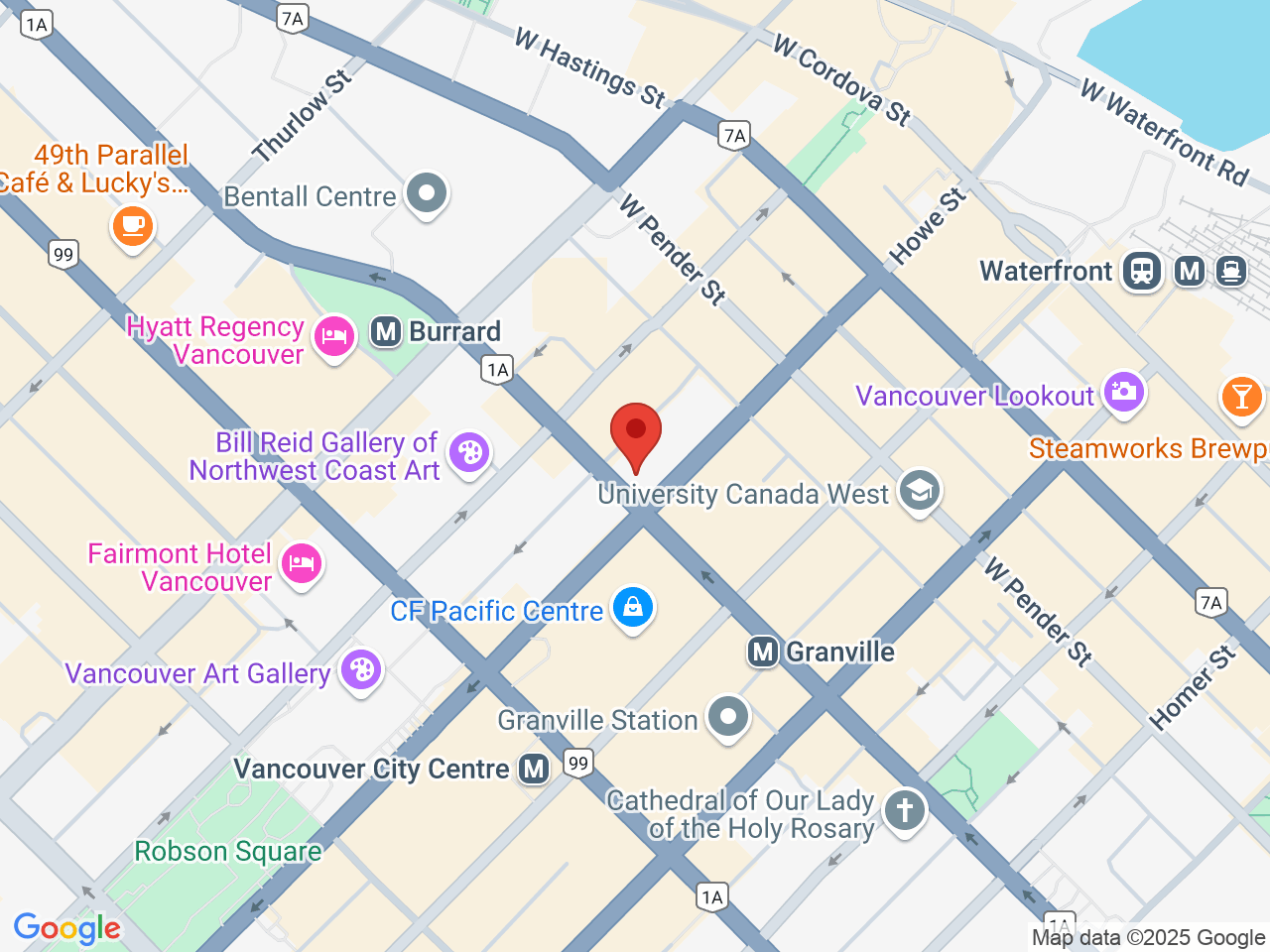 Street map for Tantalus Labs, 595 Howe St., 10th Flr, Vancouver BC