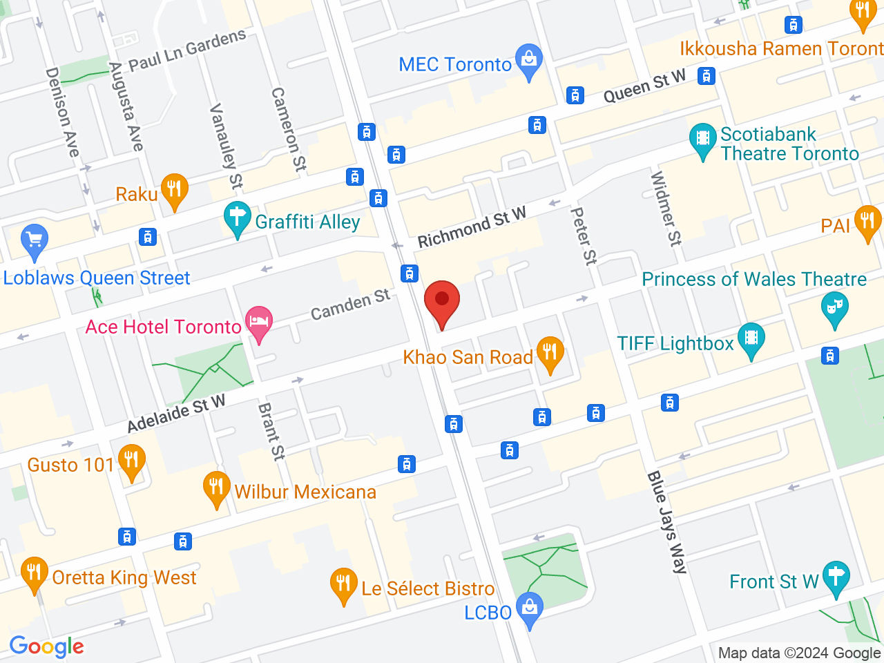Street map for Wink, 119 Spadina Ave., Toronto ON