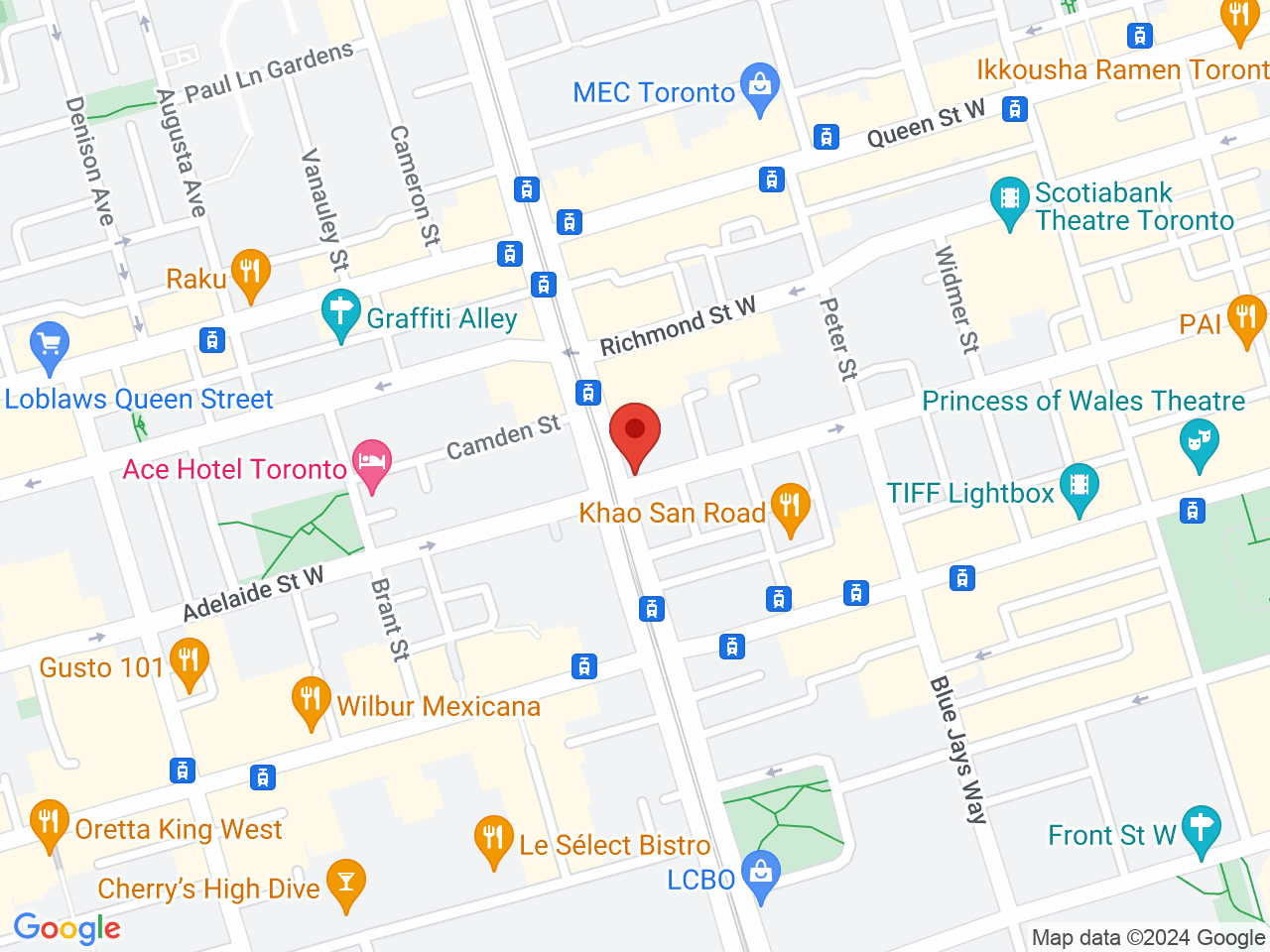 Street map for Blissed, 119 Spadina Ave., Toronto ON