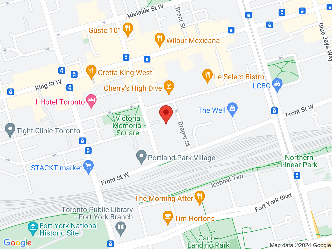 Street map for Chowie Wowie, 495 Wellington St W, Toronto ON