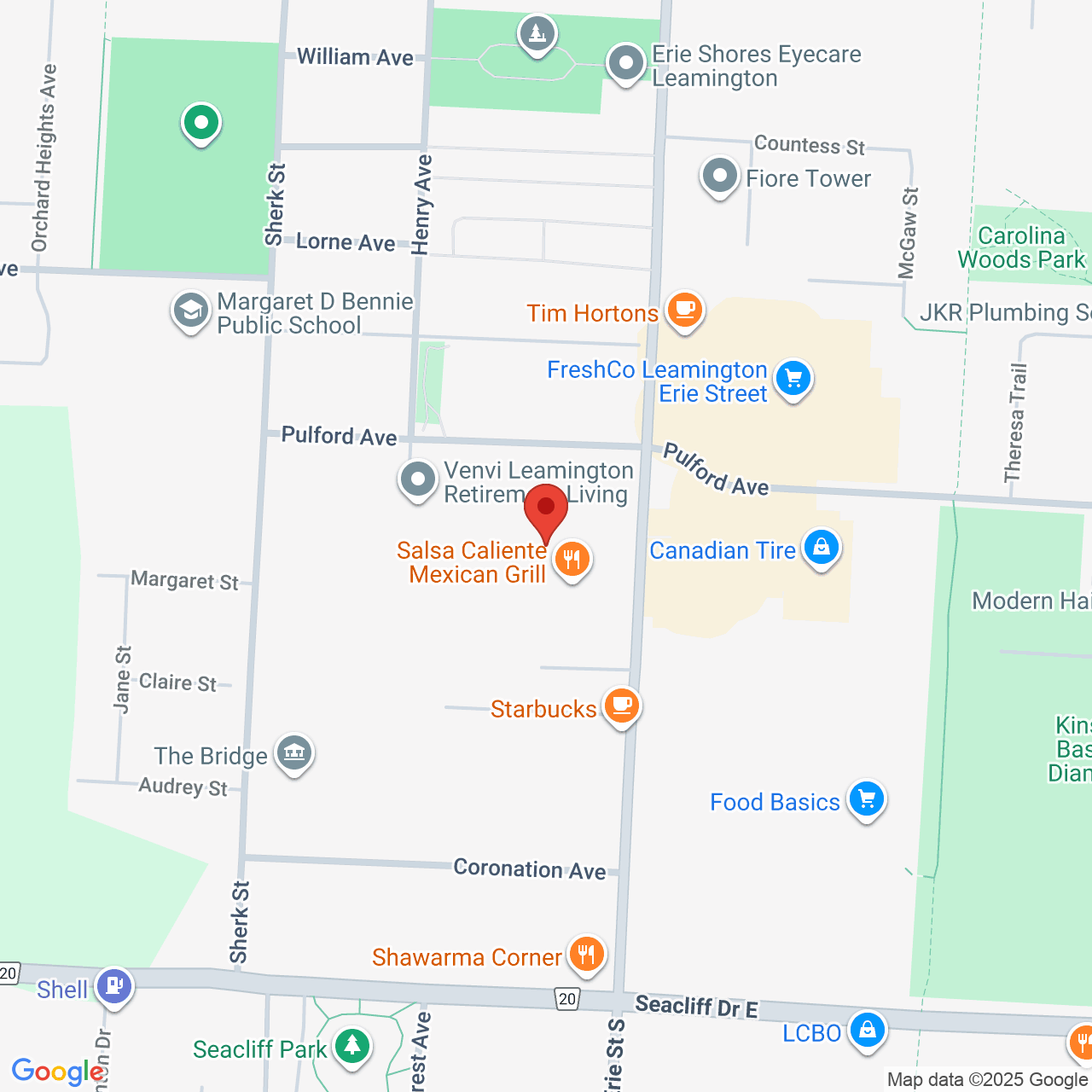 Street map for Yukon Rove, 269 Erie St South, Leamington ON