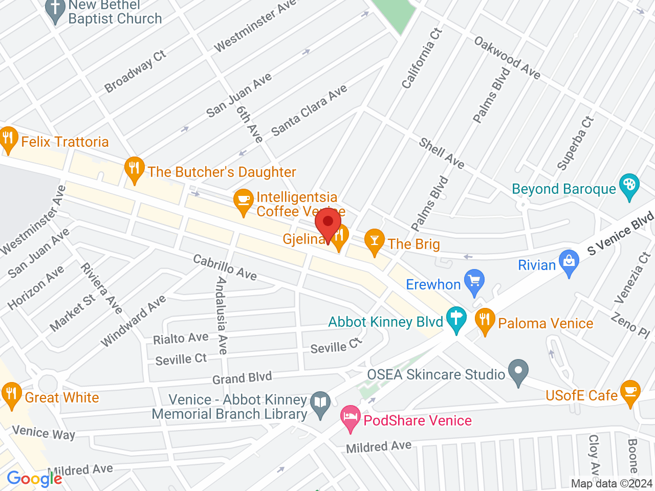 Street map for Dosist, 1423 Abbot Kinney Boulevard, Venice CA