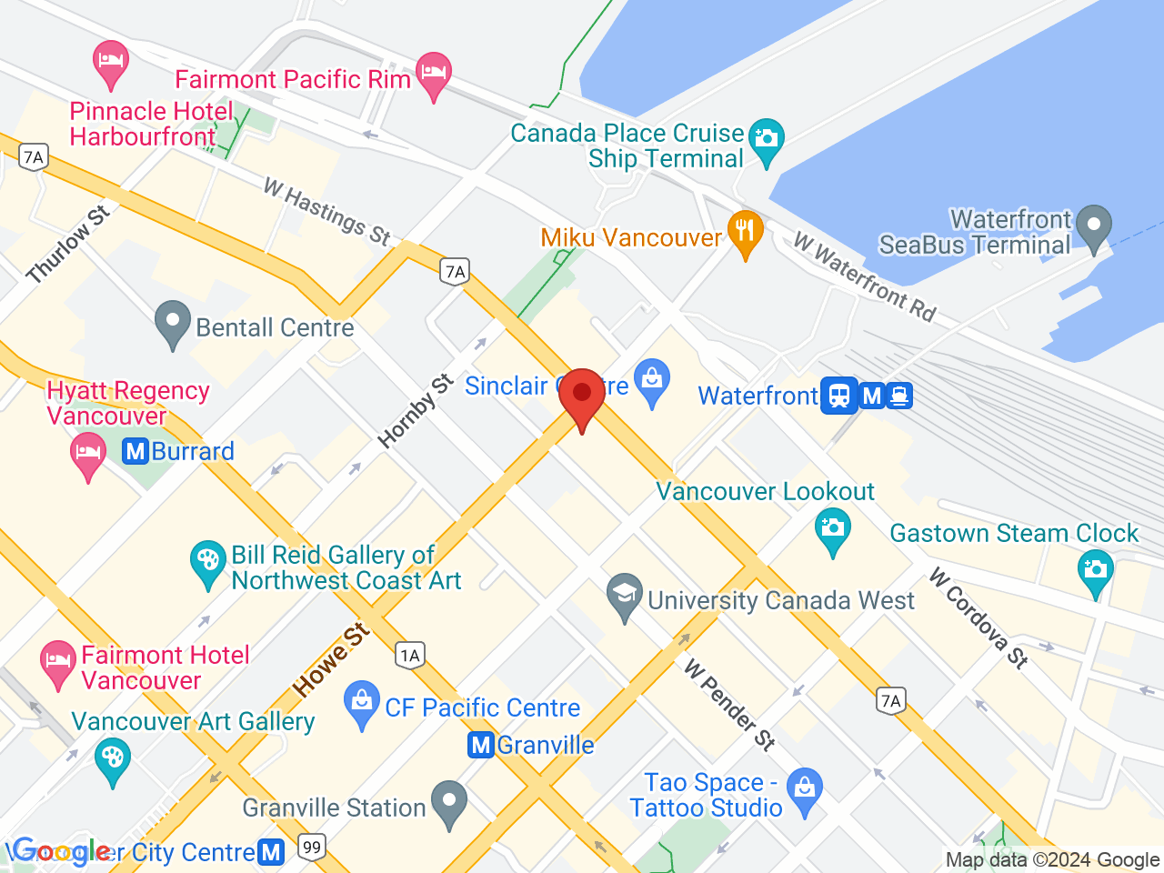 Street map for Simply Bare, 744 W Hastings St Suite 505, Vancouver BC