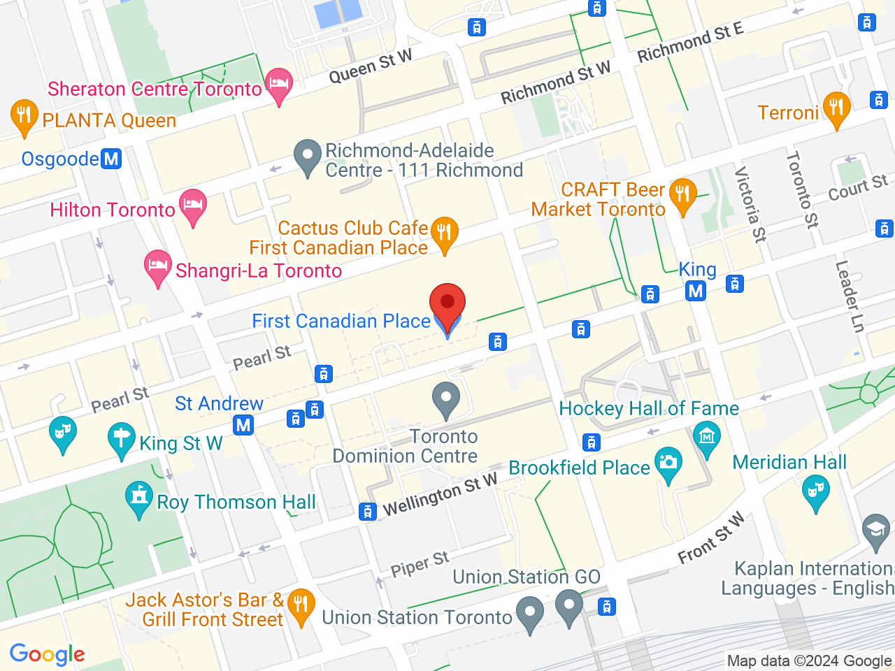 Street map for Veryvell, 100 King St W, Toronto ON