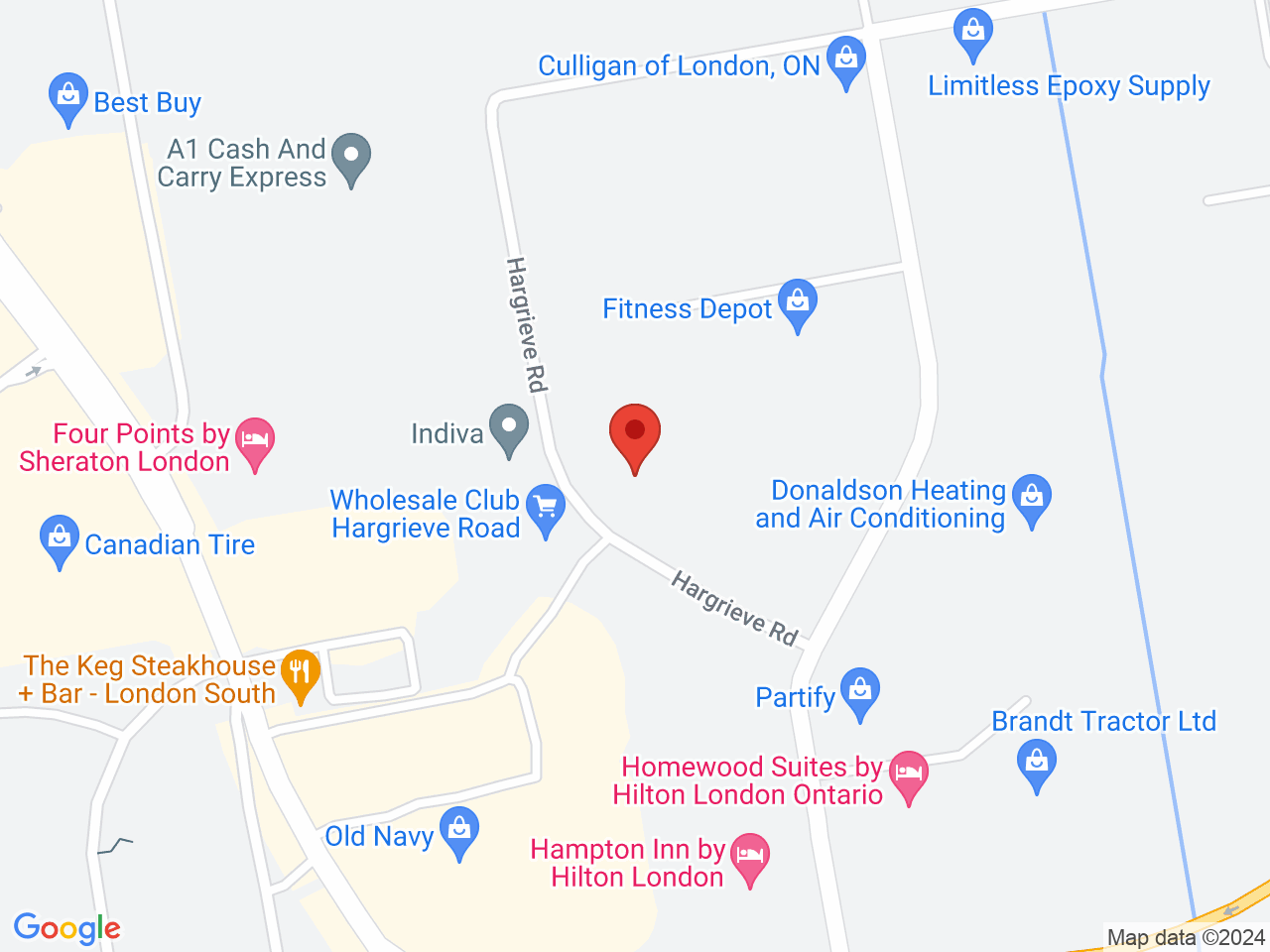 Street map for Wana Brands, 1050 Hargrieve Drive Unit 10, London ON