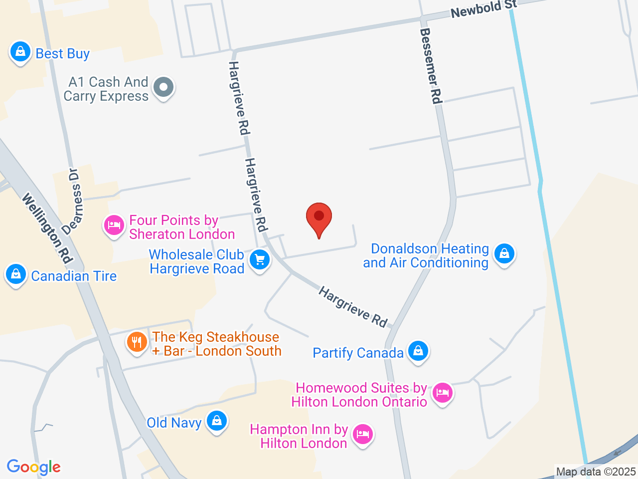 Street map for Wana Brands, 1050 Hargrieve Drive Unit 10, London ON