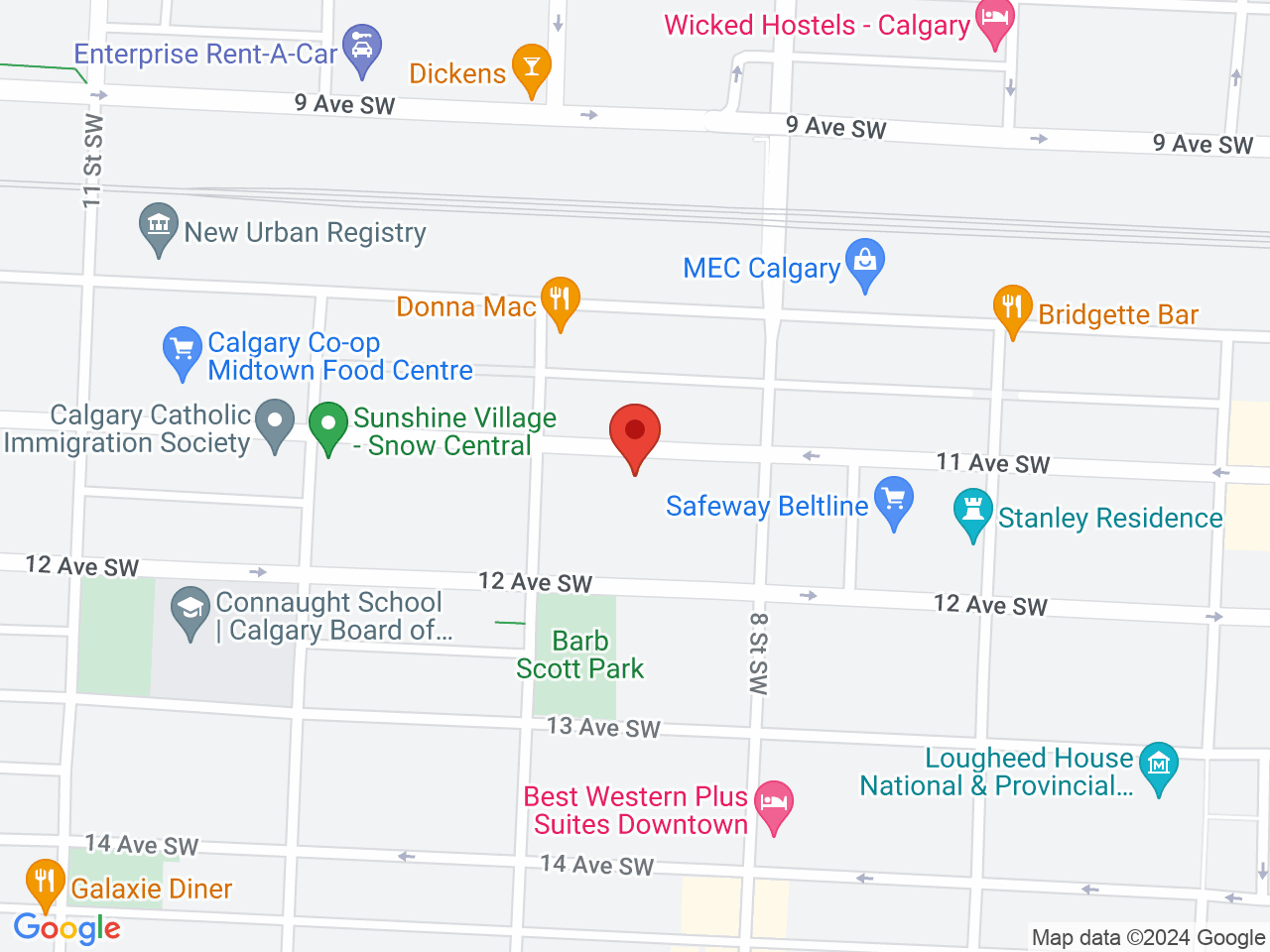Street map for BC Weed Co., 919 11 Ave SW #300, Calgary AB