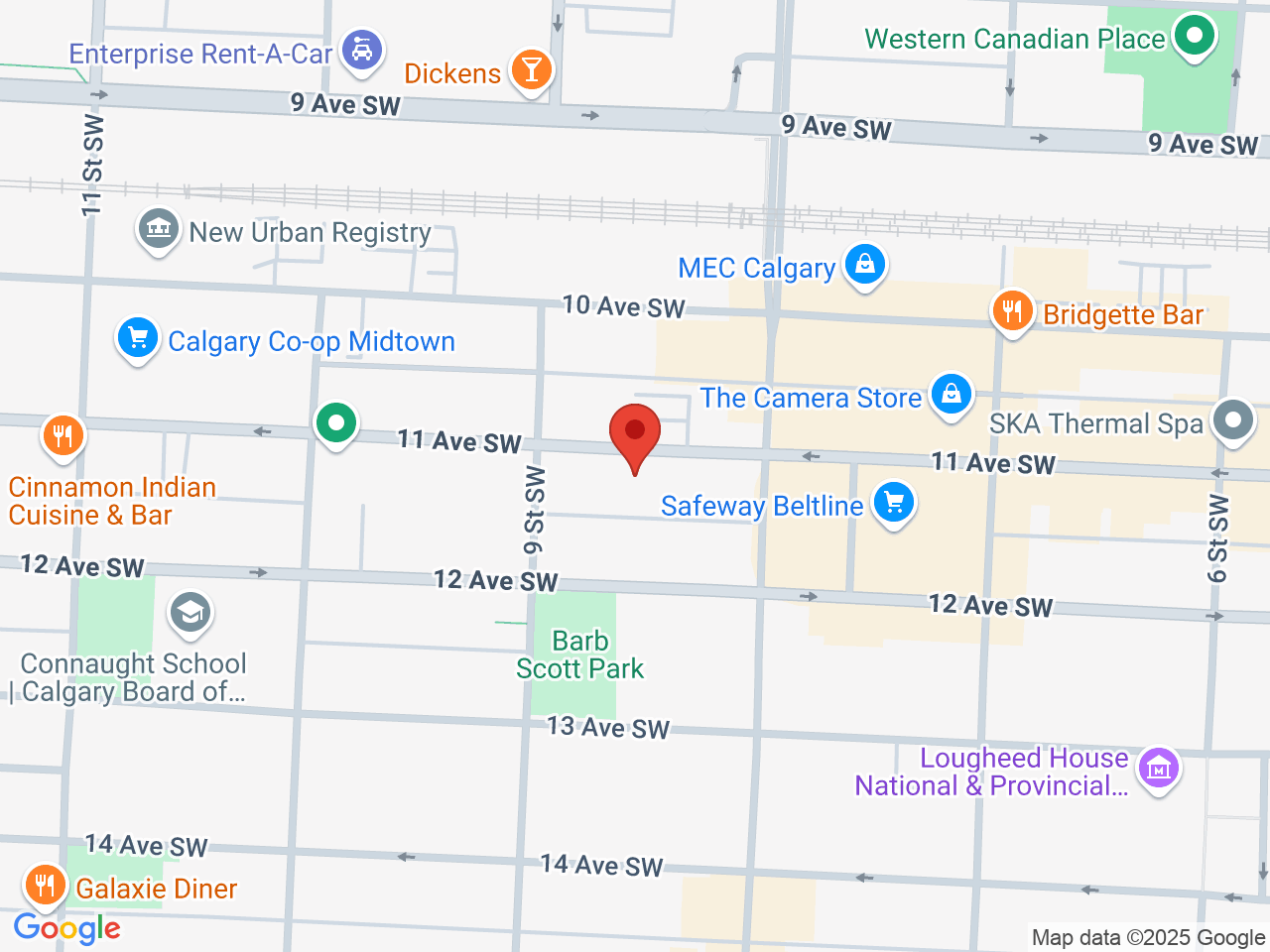 Street map for BC Weed Co., 919 11 Ave SW #300, Calgary AB