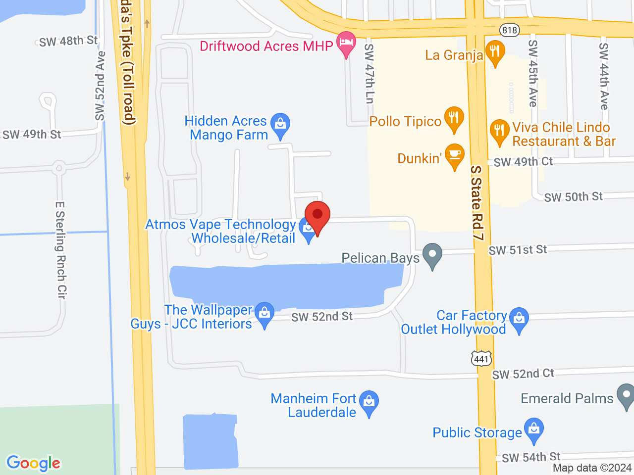 Street map for Atmos, 4800 SW 51st St #106, Davie FL
