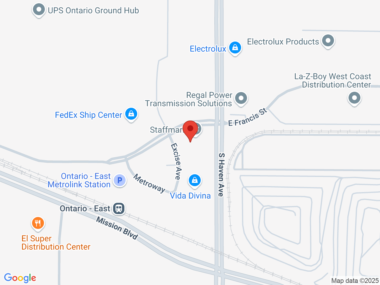 Street map for Boundless, 1801 Excise Ave STE #112, Ontario CA