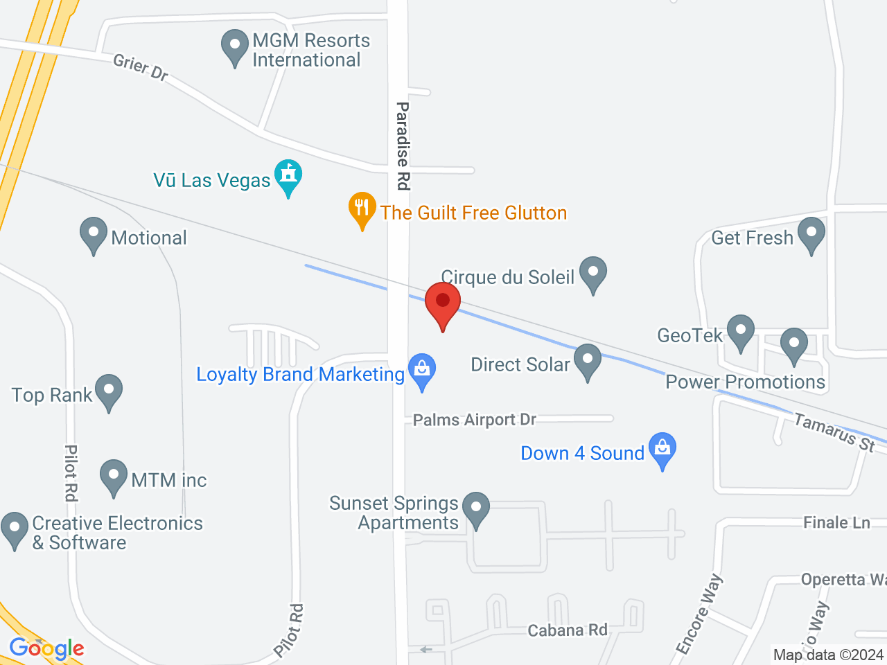 Street map for DaVinci, 6770 Paradise Rd, Las Vegas NV