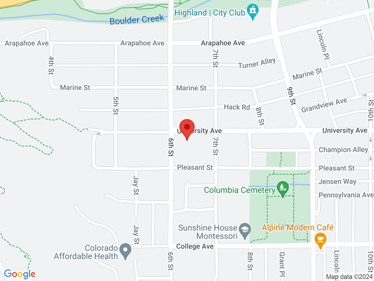 Street map for SilverStick, 618 University Ave, Boulder CO