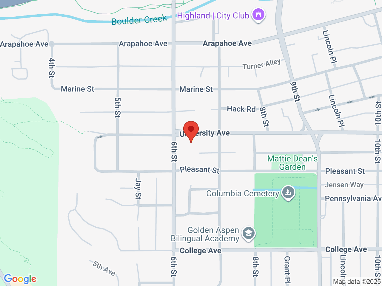 Street map for SilverStick, 618 University Ave, Boulder CO