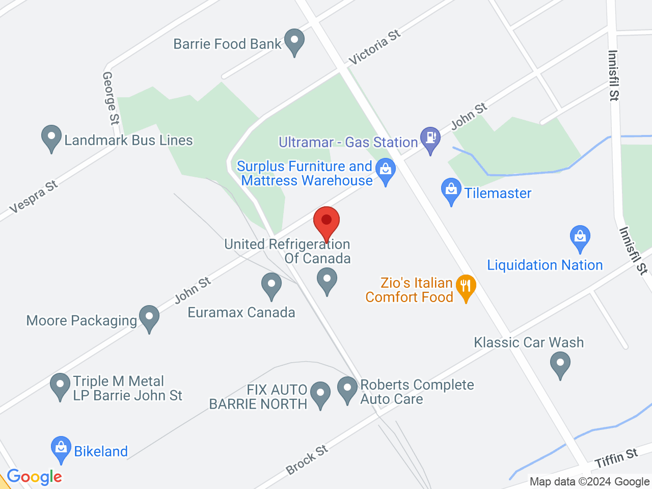 Street map for MediPharm Labs, 151 John Street, Barrie ON