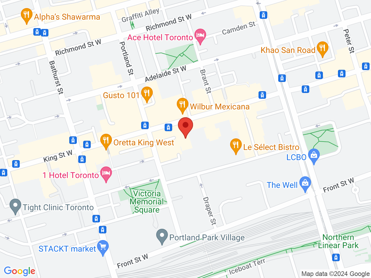 Street map for Krush, 545 King St. West, Toronto ON