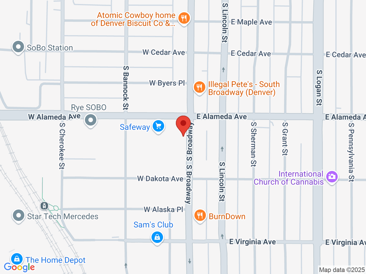 Street map for Mamba, 303 s. Broadway, ste 200, #518, Denver CO